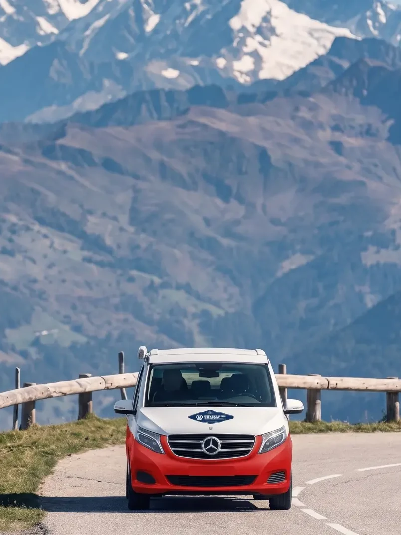 Roverland Voyage Mercedes Marco Polo camper van on an alpine mountain road