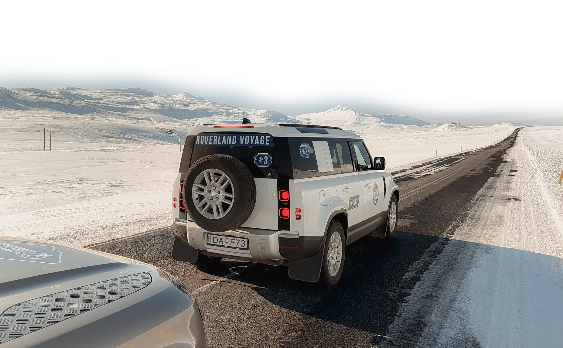 Roverland Voyage Land Rover Defender on an Icelandic road