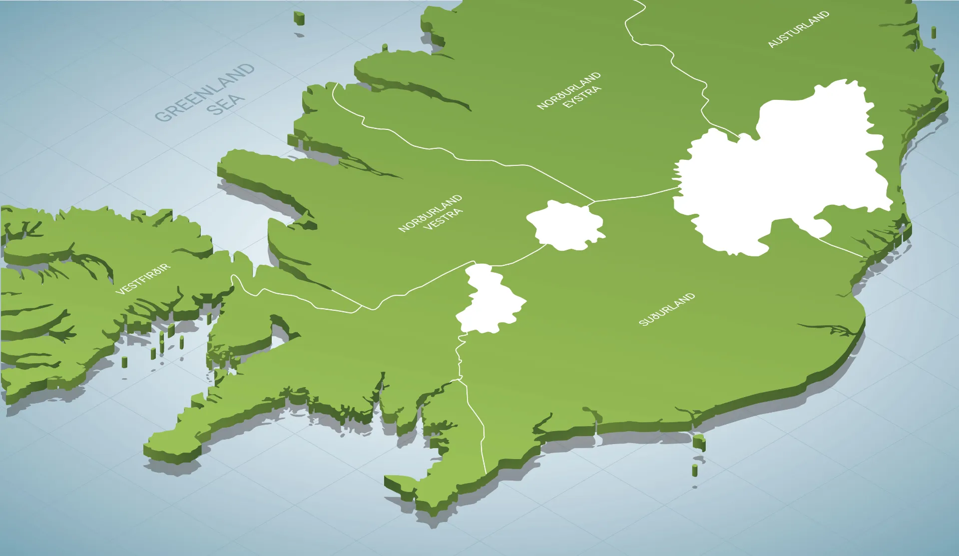 3D map of Iceland with the Roverland Voyage route