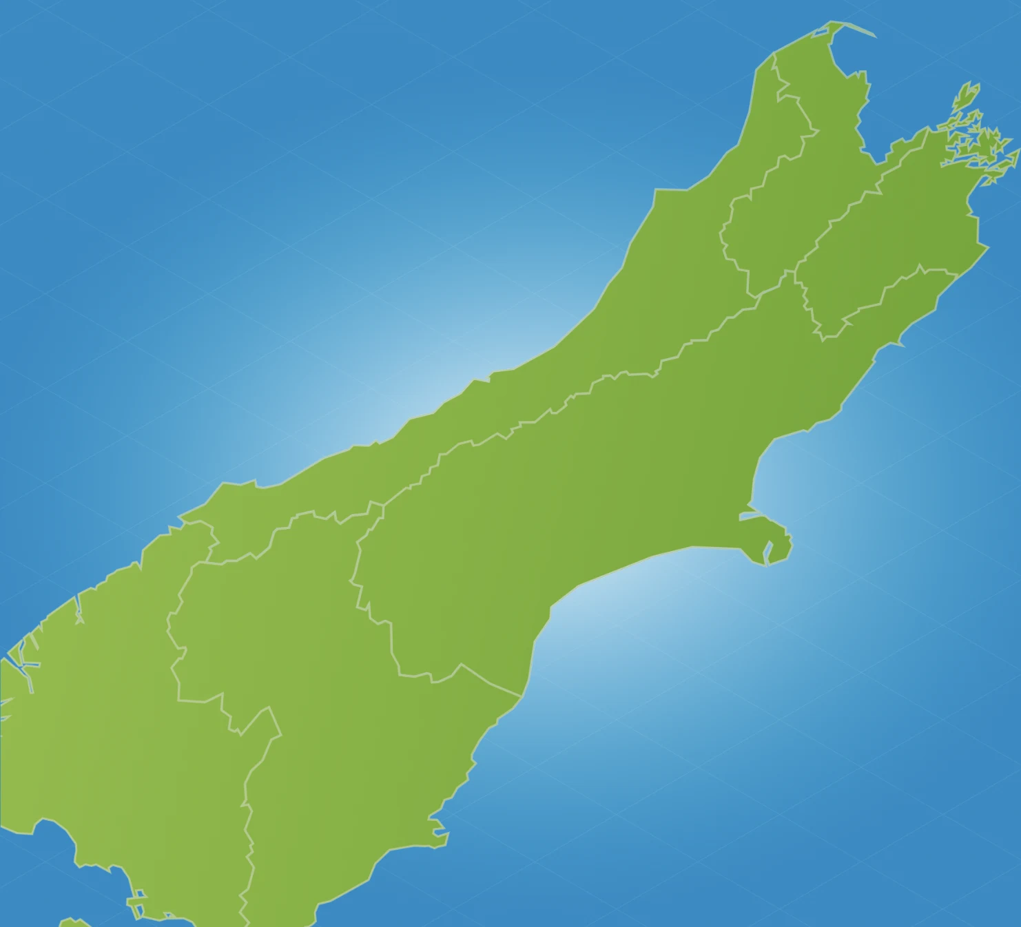 Map of New Zealand’s South Island with the Roverland Voyage route